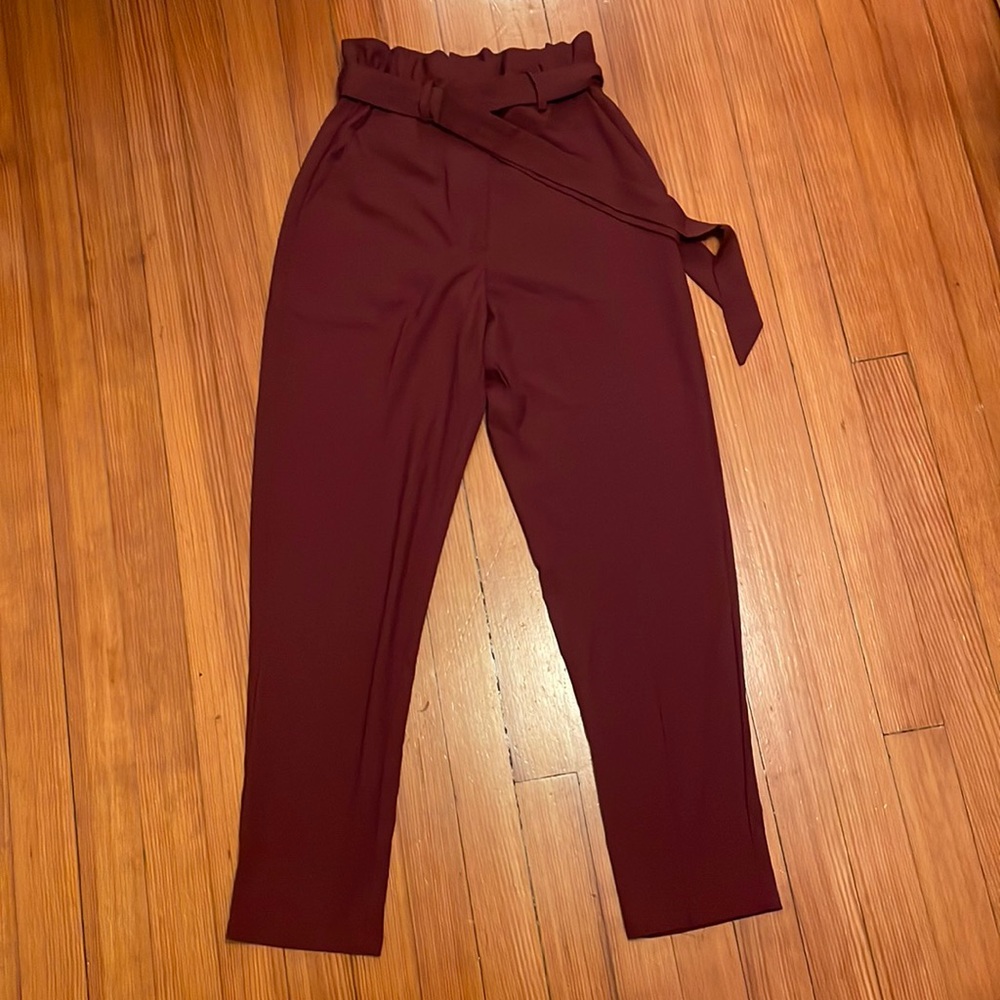 High-Waist Burgundy Dress Pant